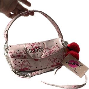 Betsey Johnson Pink cherry Bow Print Purse